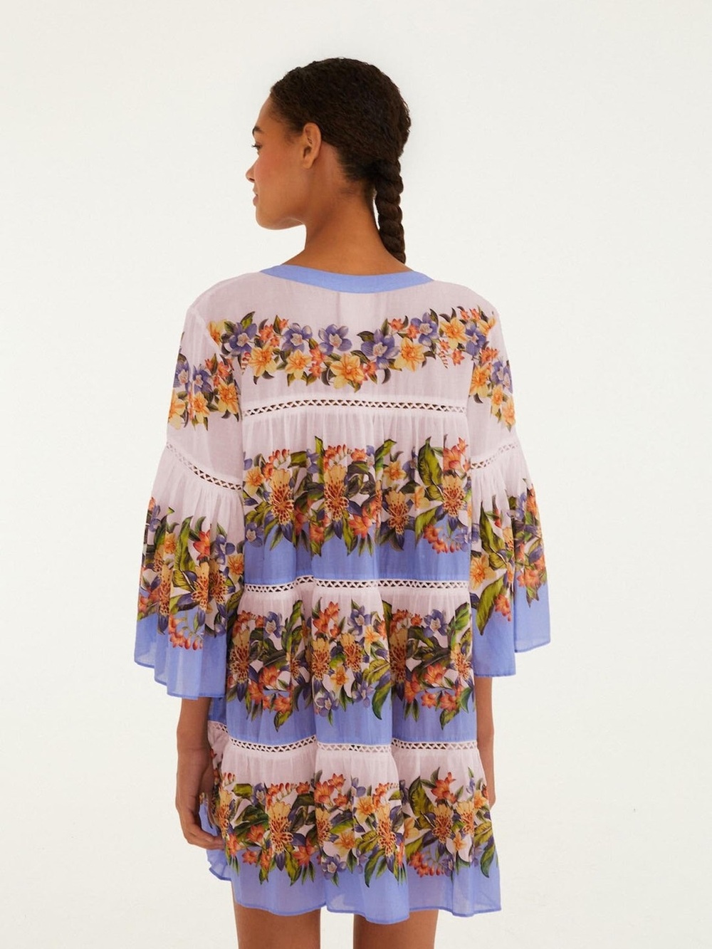 FARM Rio 100% COTTON Blue Floral Mini Dress - Picture 3 of 3